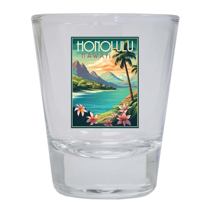 Honolulu Hawaii C Souvenir 1.5 Ounce Shot Glass Round Image 4