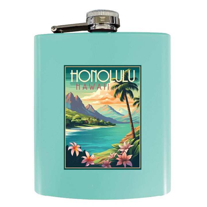 Honolulu Hawaii C Souvenir 7 oz Steel Flask Matte Finish Image 4