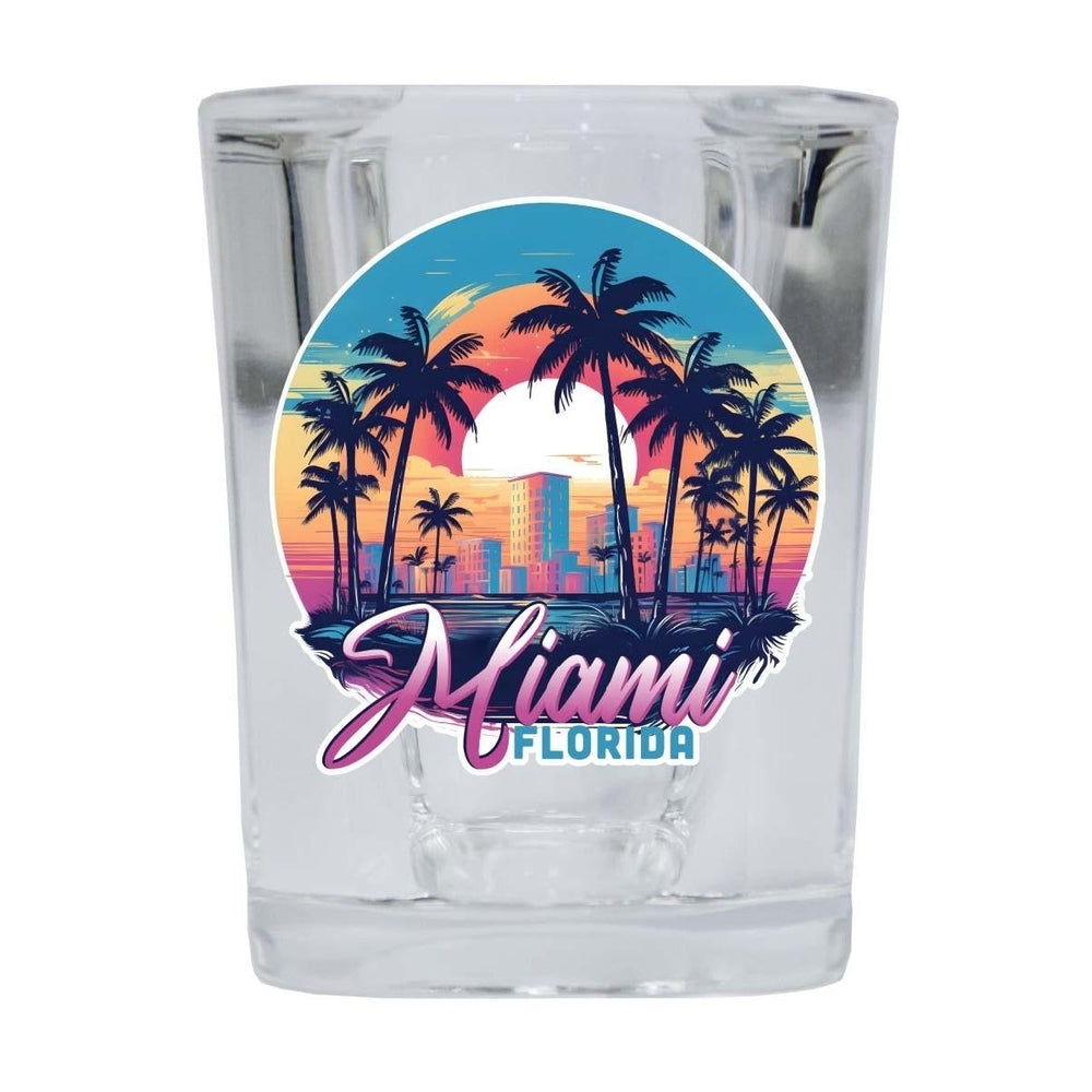 Miami Florida B Souvenir 2.5 Ounce Shot Glass Square Base Image 2