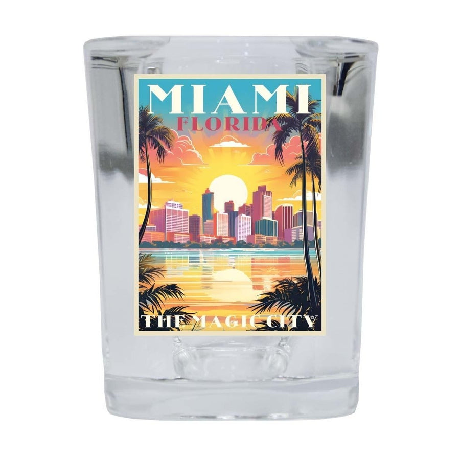 Miami Florida A Souvenir 2.5 Ounce Shot Glass Square Base Image 1