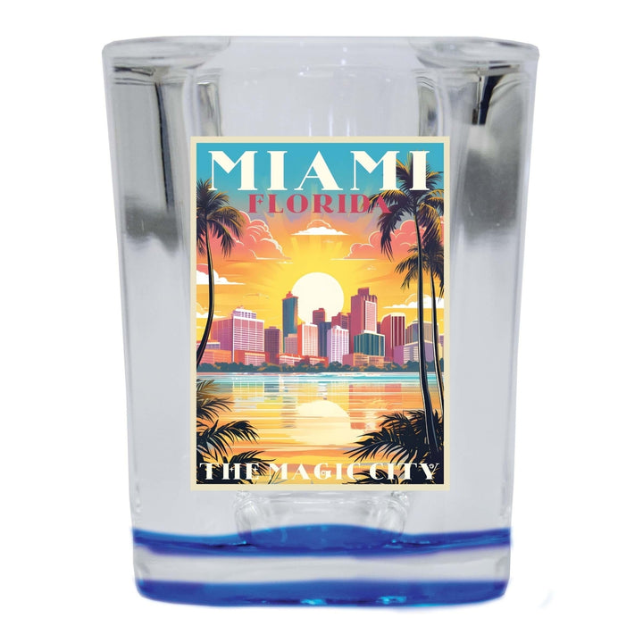 Miami Florida A Souvenir 2.5 Ounce Shot Glass Square Base Image 2