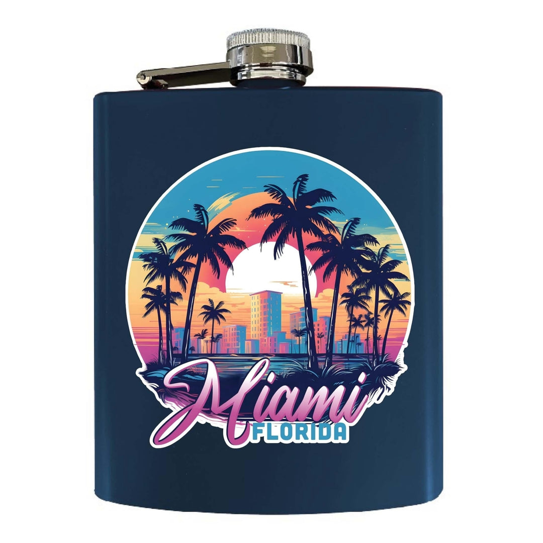 Miami Florida B Souvenir 7 oz Steel Flask Matte Finish Image 2