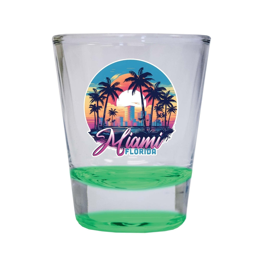 Miami Florida B Souvenir 1.5 Ounce Shot Glass Round Image 4