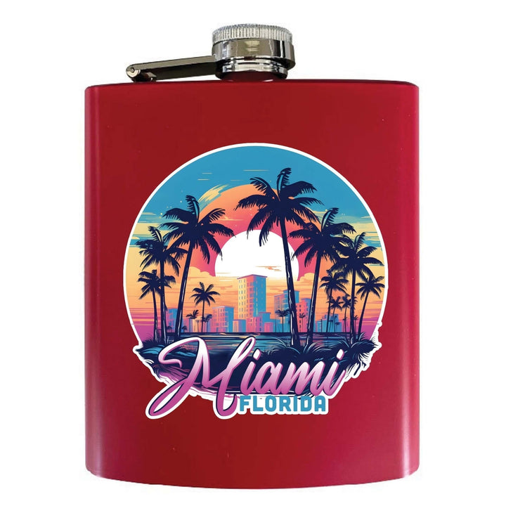 Miami Florida B Souvenir 7 oz Steel Flask Matte Finish Image 3