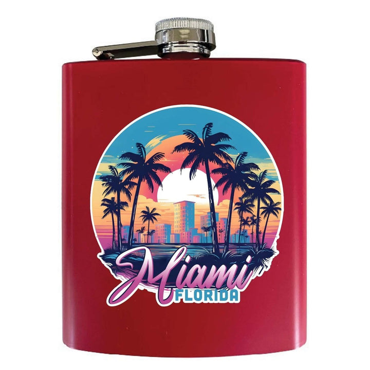 Miami Florida B Souvenir 7 oz Steel Flask Matte Finish Image 1