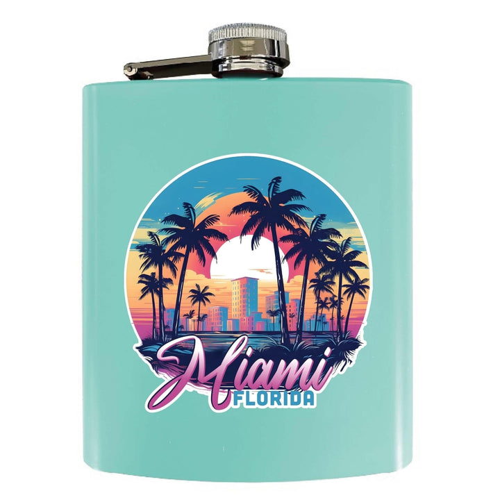 Miami Florida B Souvenir 7 oz Steel Flask Matte Finish Image 4