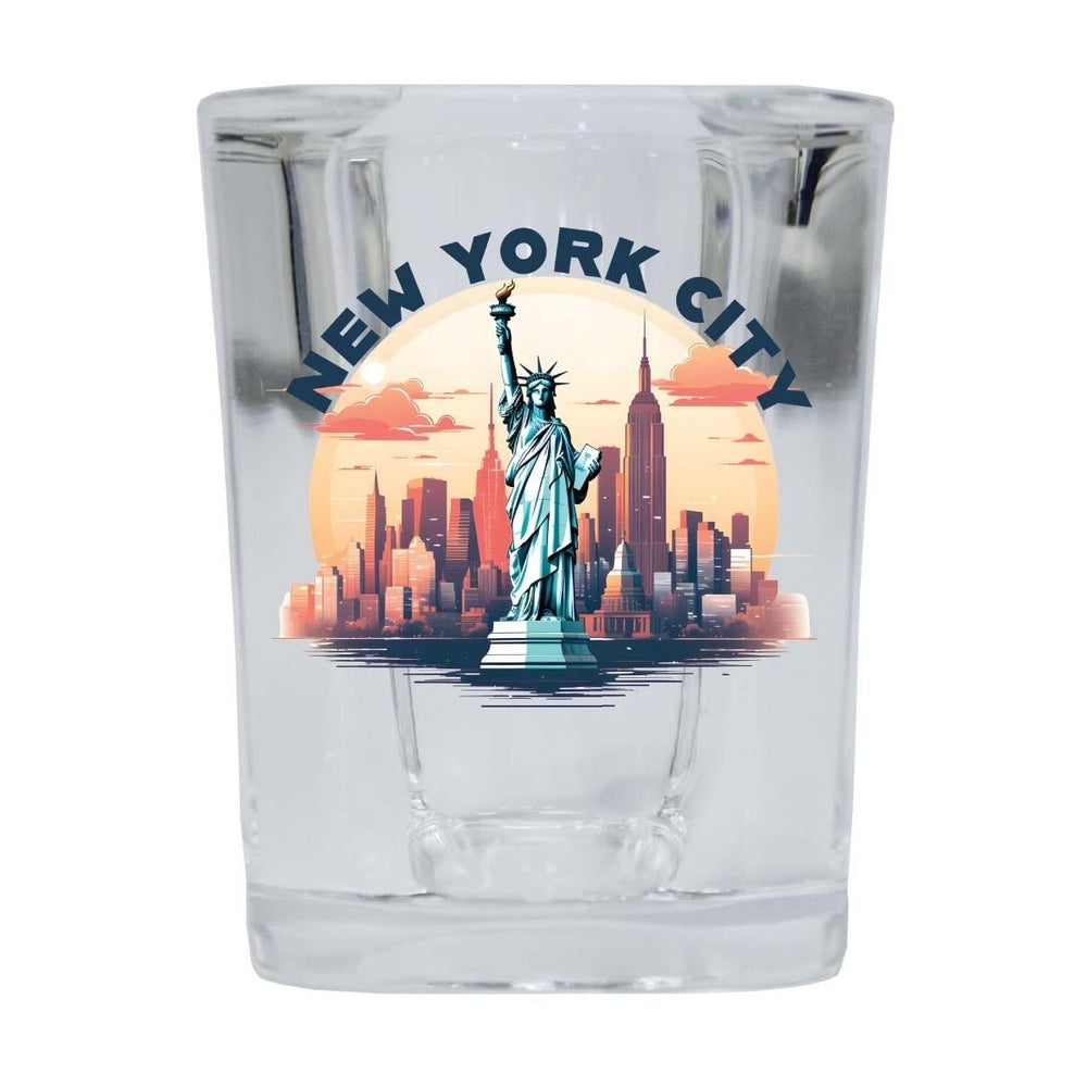 York City A Souvenir 2.5 Ounce Shot Glass Square Base Image 2