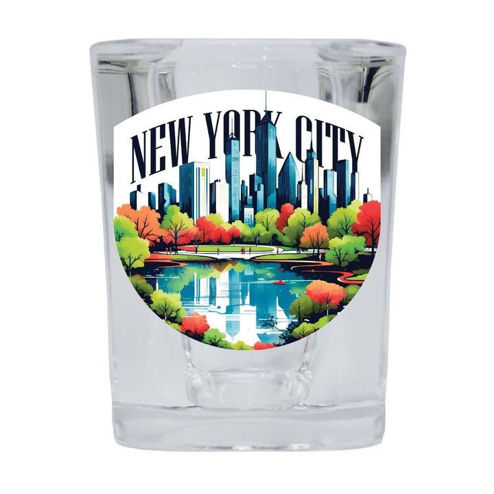 York City D Souvenir 2.5 Ounce Shot Glass Square Base Image 1