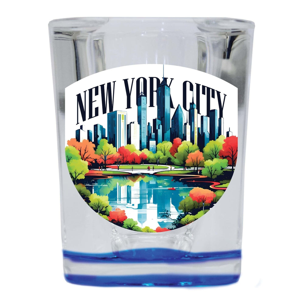 York City D Souvenir 2.5 Ounce Shot Glass Square Base Image 2