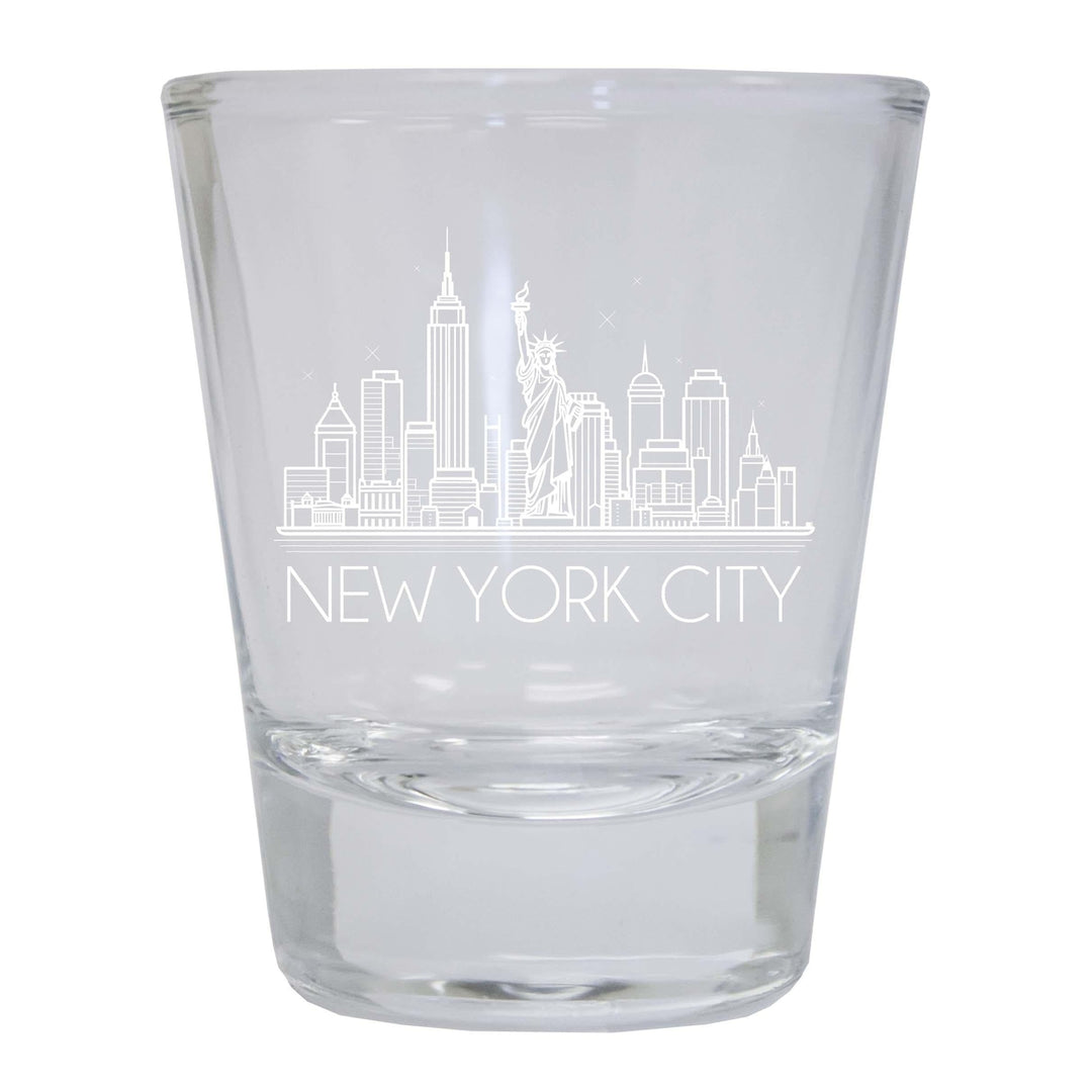 York City Souvenir 1.5 Ounce Engraved Shot Glass Round Image 1