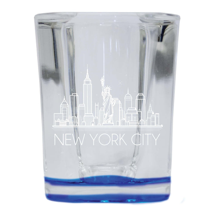 York City Souvenir 2.5 Ounce Engraved Shot Glass Square Base Image 1