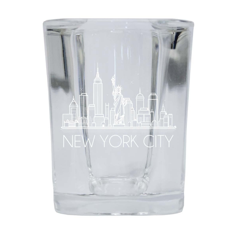 York City Souvenir 2.5 Ounce Engraved Shot Glass Square Base Image 2