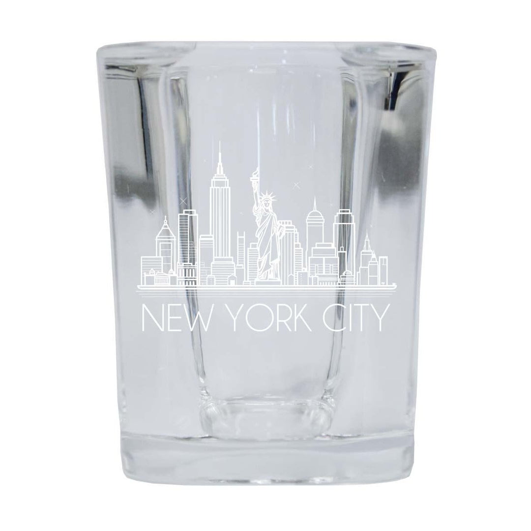 York City Souvenir 2.5 Ounce Engraved Shot Glass Square Base Image 1