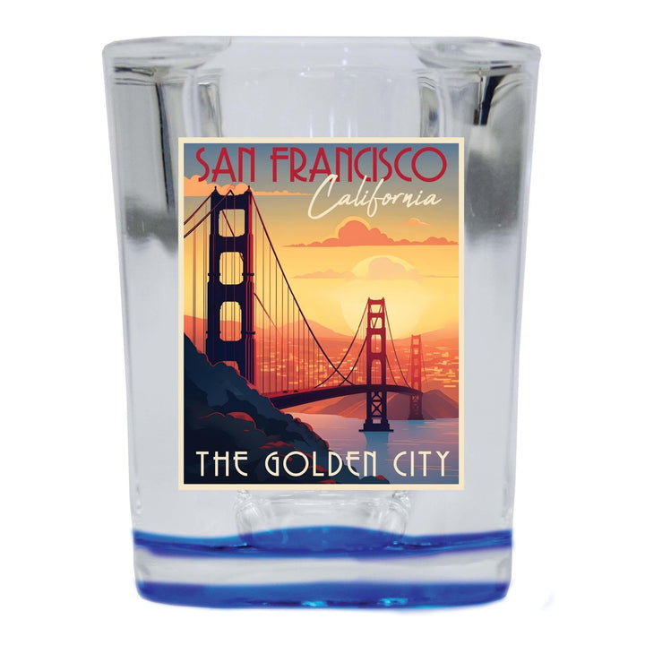 San Francisco California B Souvenir 2.5 Ounce Shot Glass Square Base Image 1