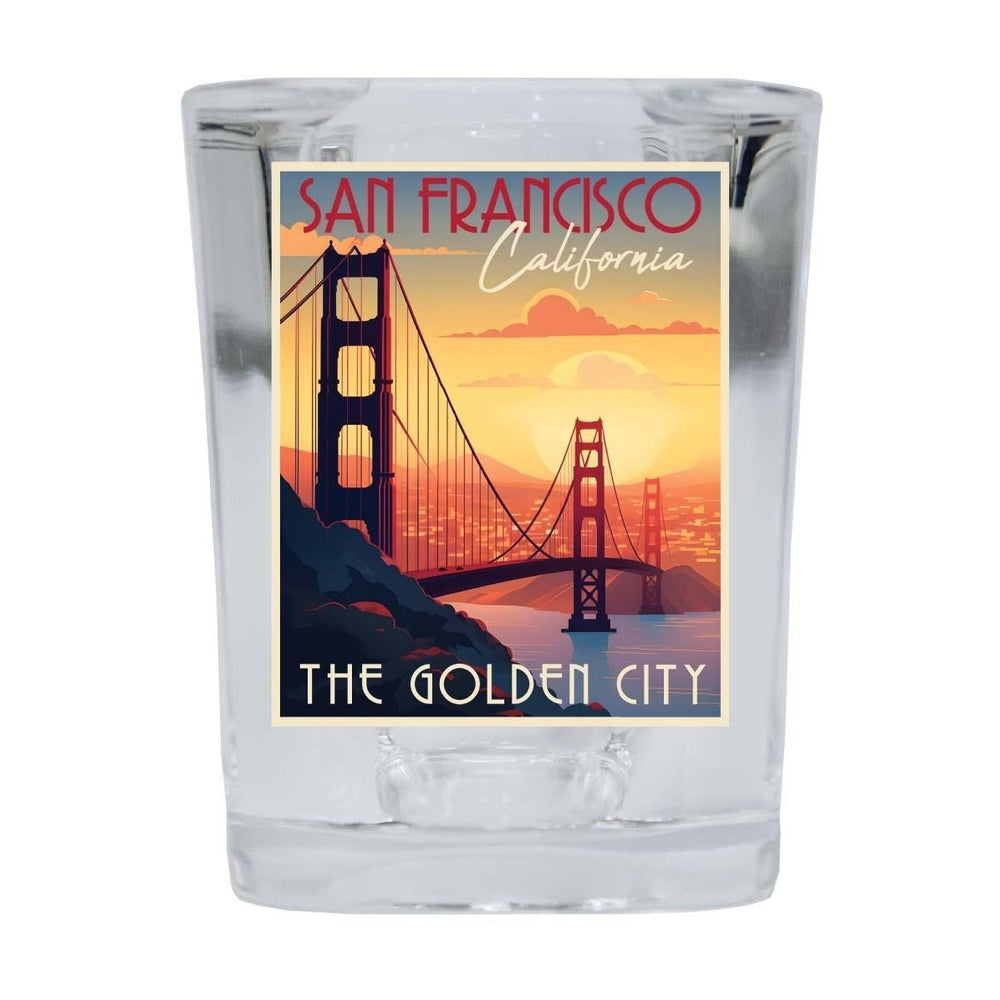 San Francisco California B Souvenir 2.5 Ounce Shot Glass Square Base Image 2