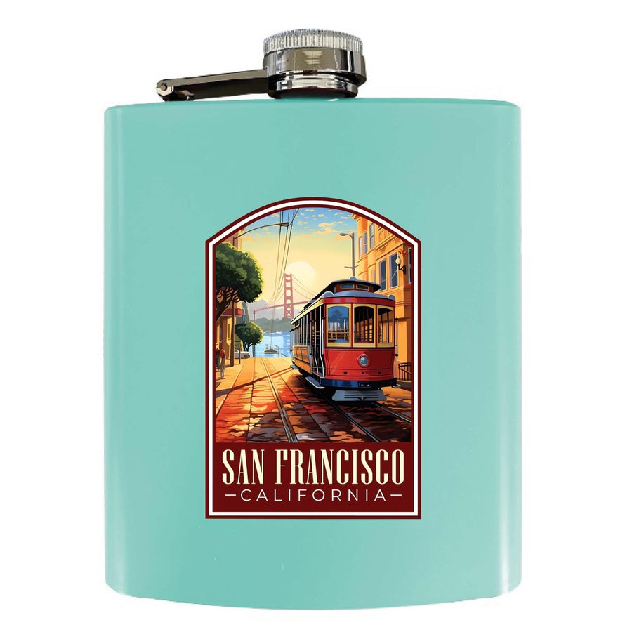 San Francisco California C Souvenir 7 oz Steel Flask Matte Finish Image 1