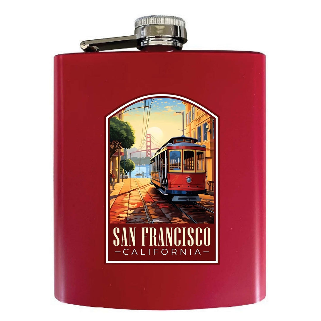 San Francisco California C Souvenir 7 oz Steel Flask Matte Finish Image 2