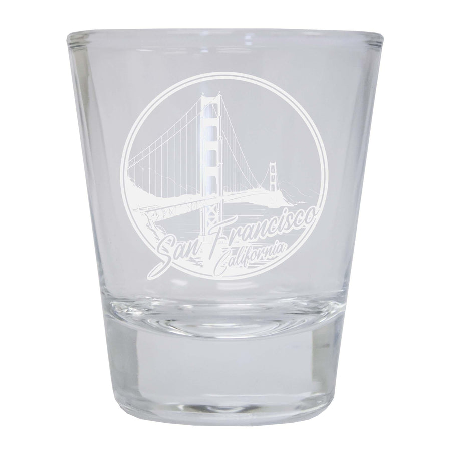 San Francisco California Souvenir 1.5 Ounce Engraved Shot Glass Round Image 1