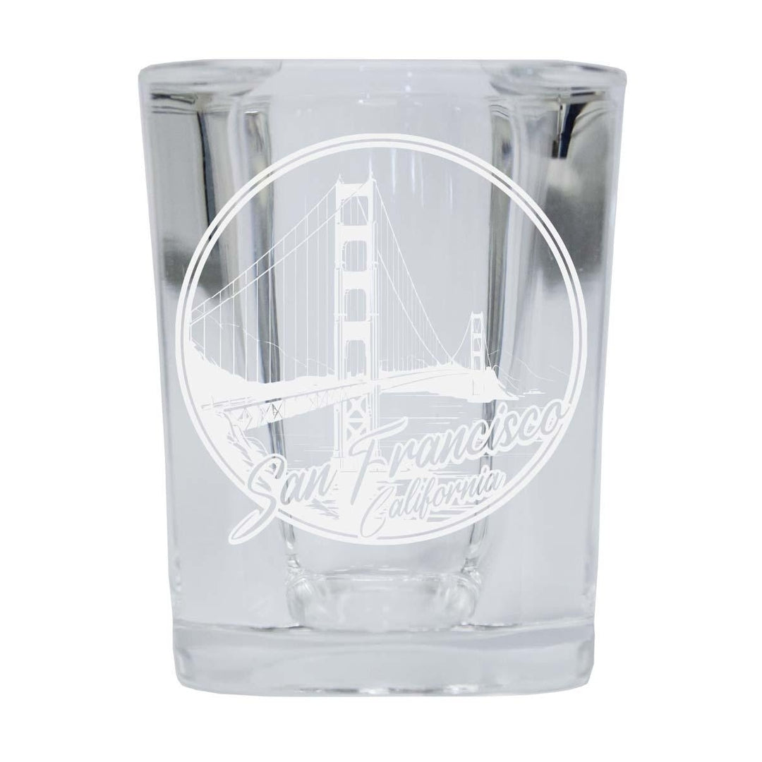 San Francisco California Souvenir 2.5 Ounce Engraved Shot Glass Square Base Image 1