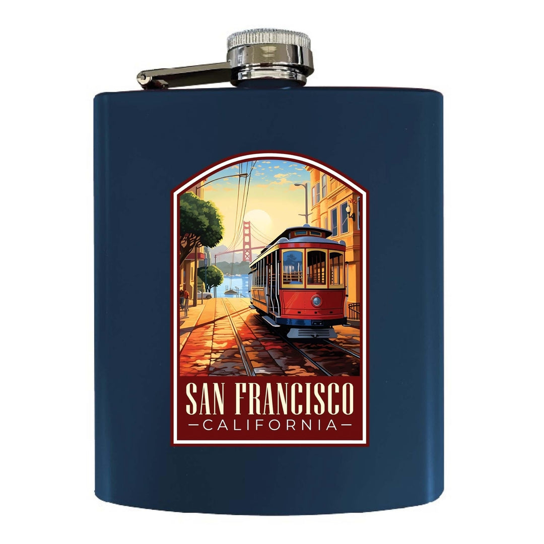 San Francisco California C Souvenir 7 oz Steel Flask Matte Finish Image 3