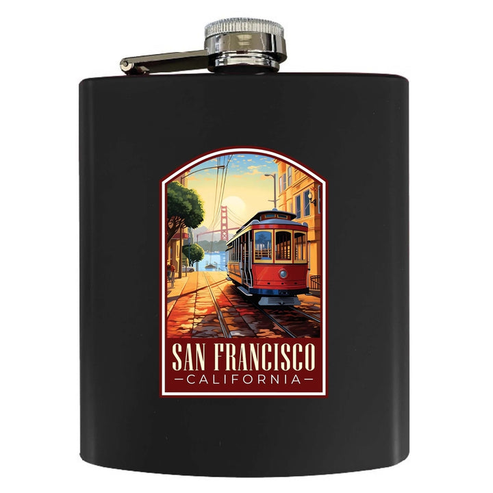 San Francisco California C Souvenir 7 oz Steel Flask Matte Finish Image 4