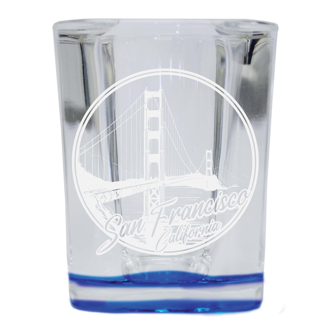 San Francisco California Souvenir 2.5 Ounce Engraved Shot Glass Square Base Image 2