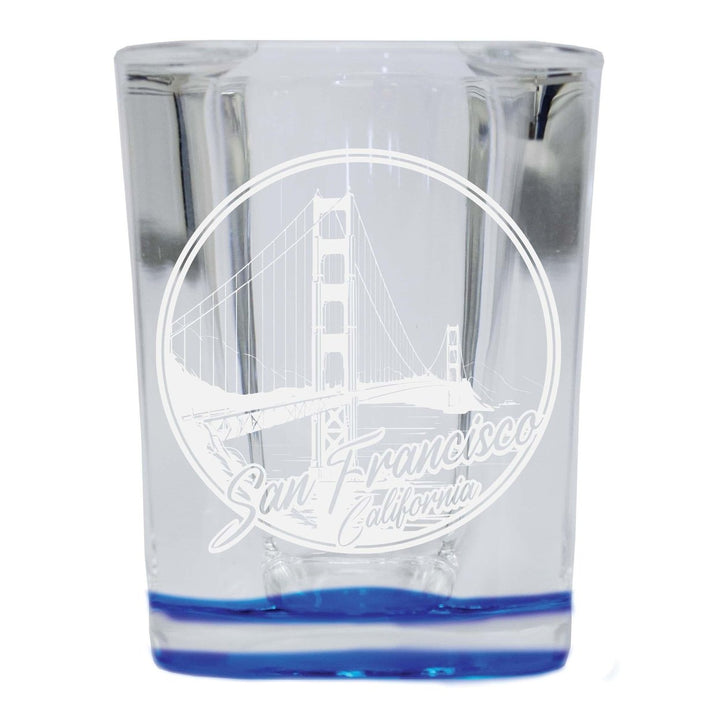 San Francisco California Souvenir 2.5 Ounce Engraved Shot Glass Square Base Image 1