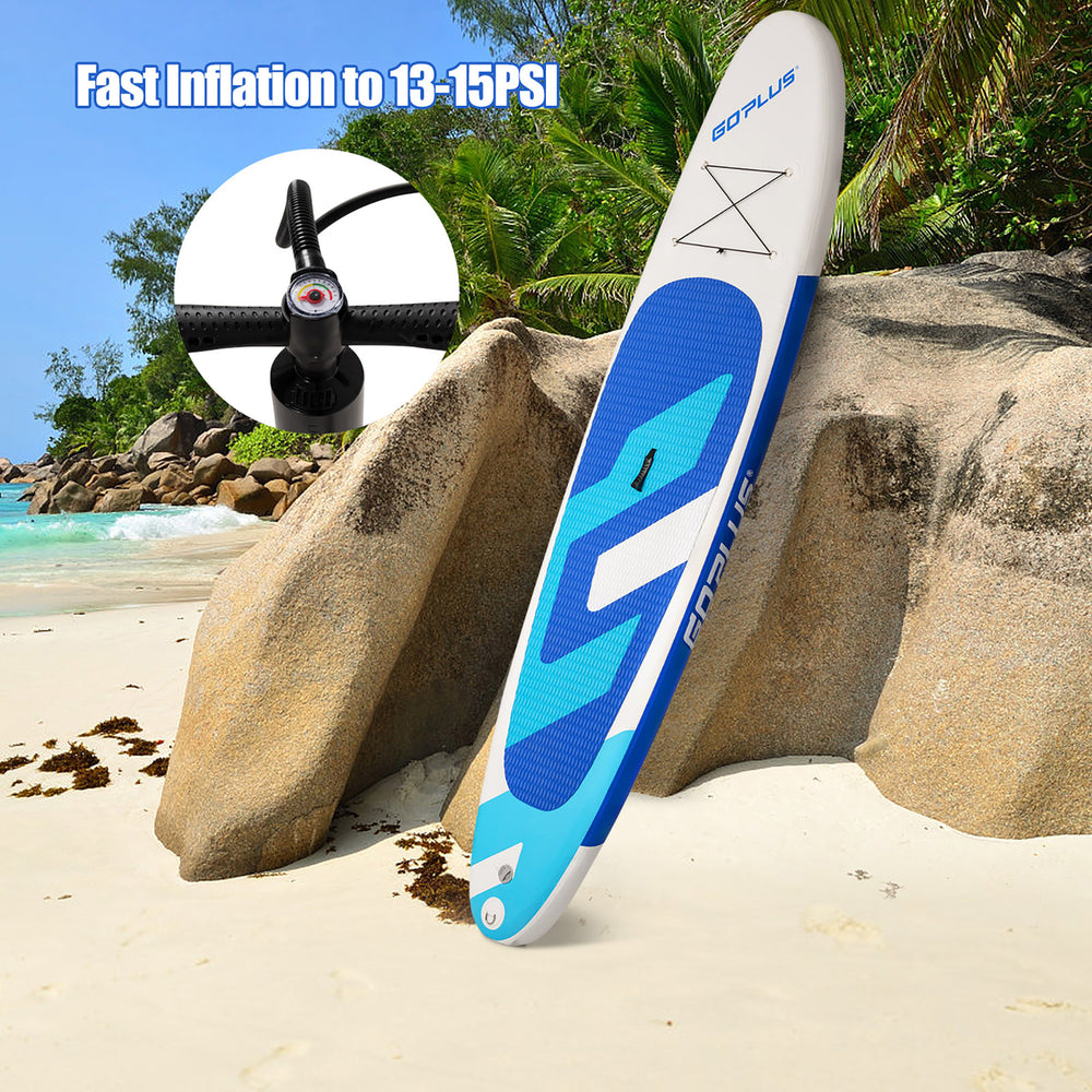 11ft Inflatable Stand Up Paddle Board 6 Thick W/Backpack Leash Aluminum Paddle Image 2