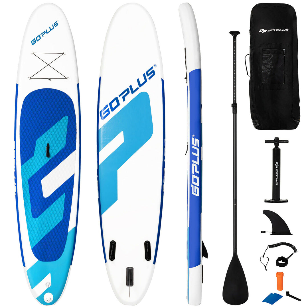 Goplus 10ft Inflatable Stand Up Paddle Board 6 Thick W/ Aluminum Paddle Leash Backpack Blue\Yellow Image 4