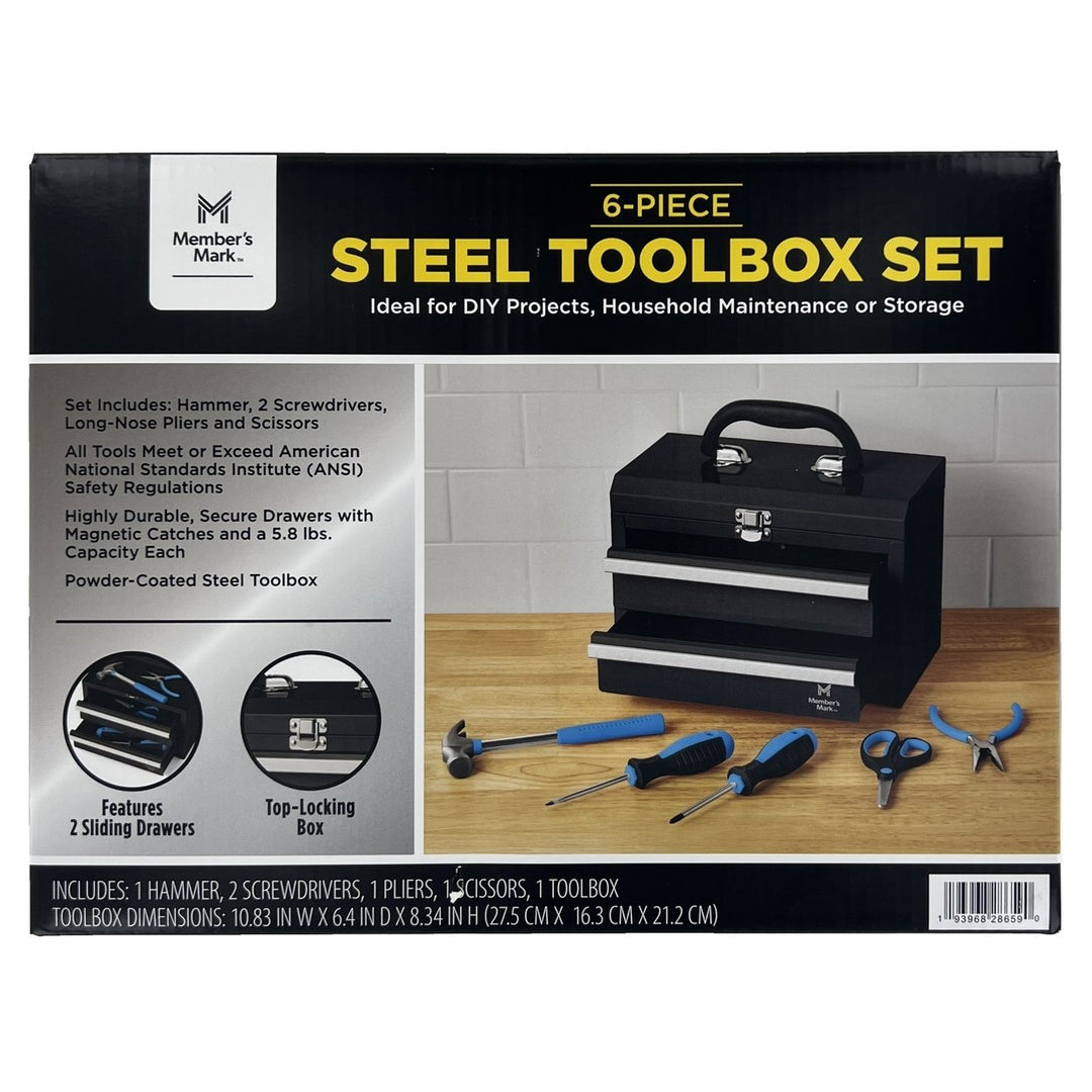 Members Mark 11" Toolbox with 5 Piece Tool Set - Black Image 3