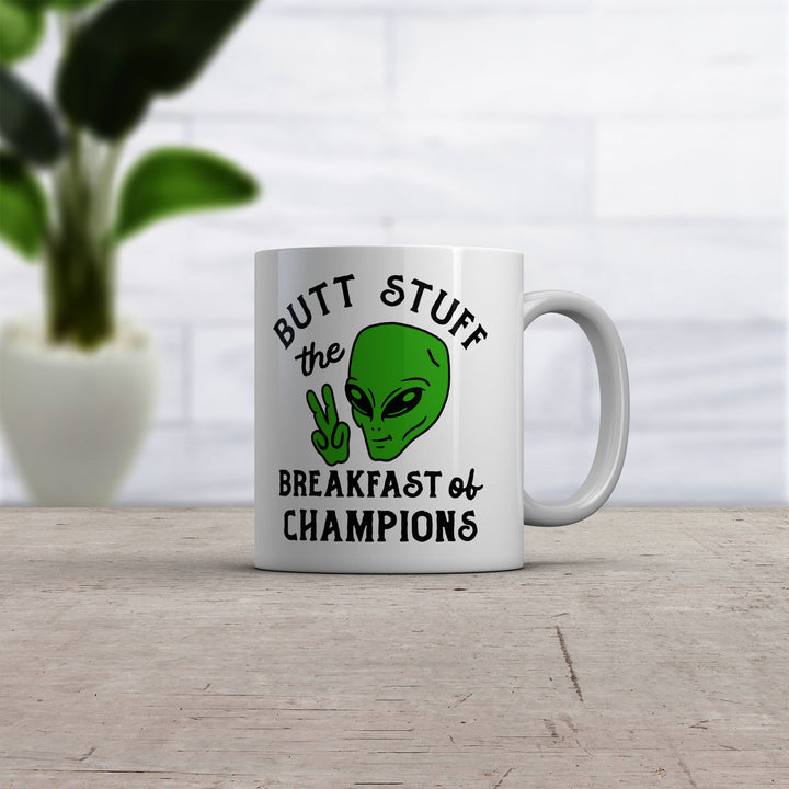 Butt Stuff The Breakfast Of Champions Mug Funny Alien Abduction UFO Novelty Cup-11oz Image 2