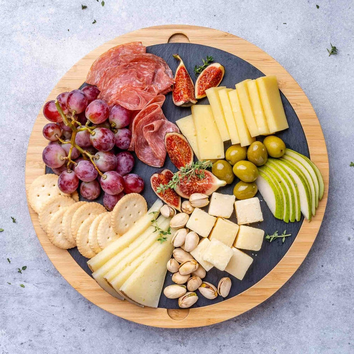 Bamboo Cheese Board with Knife Set Removable Slate 12 Inch Swiveling Charcuterie Image 9