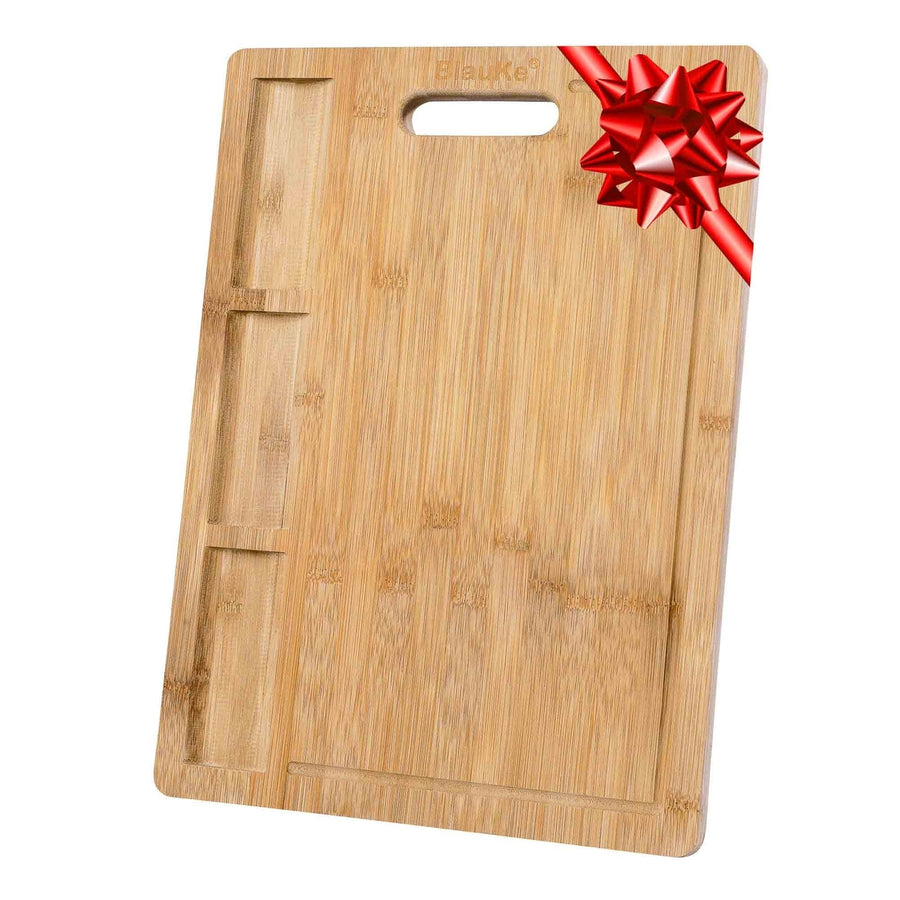 Large Bamboo Cutting Board - 17x12" Wood Cutting Board for MeatCheeseVeggies - Wood Serving Tray with Juice Groove and 3 Image 1