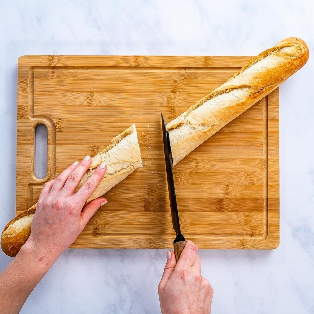 Large Bamboo Cutting Board - 17x12" Wood Cutting Board for MeatCheeseVeggies - Wood Serving Tray with Juice Groove and 3 Image 9