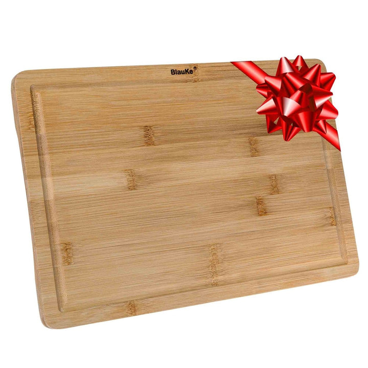 Bamboo Cutting Board 15x10 inch Double Sided Serving Tray with Juice Groove Handles Image 1