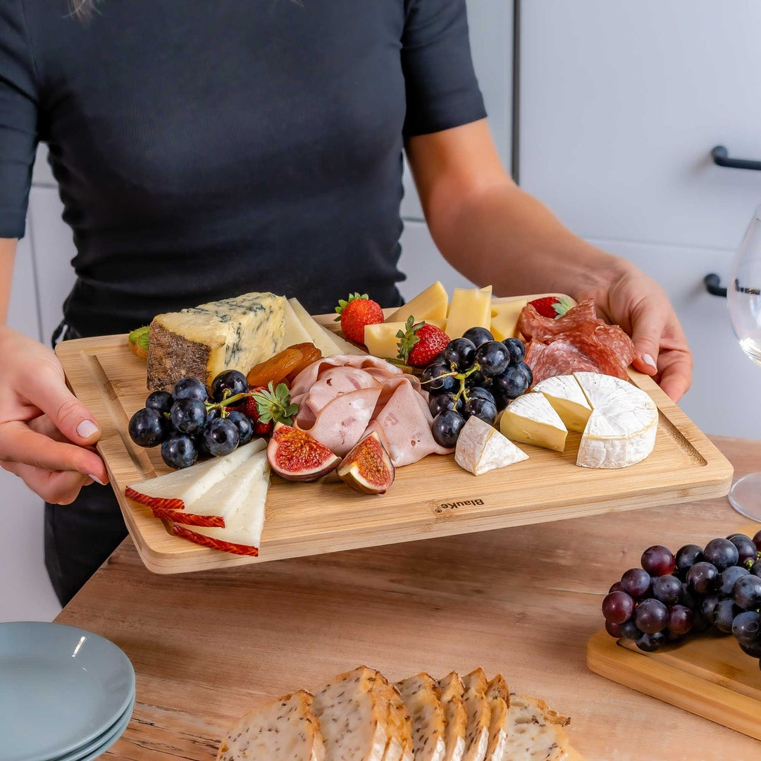 Bamboo Cutting Board Set of 3 with Juice Groove and Handles Eco-Friendly Wood Image 4