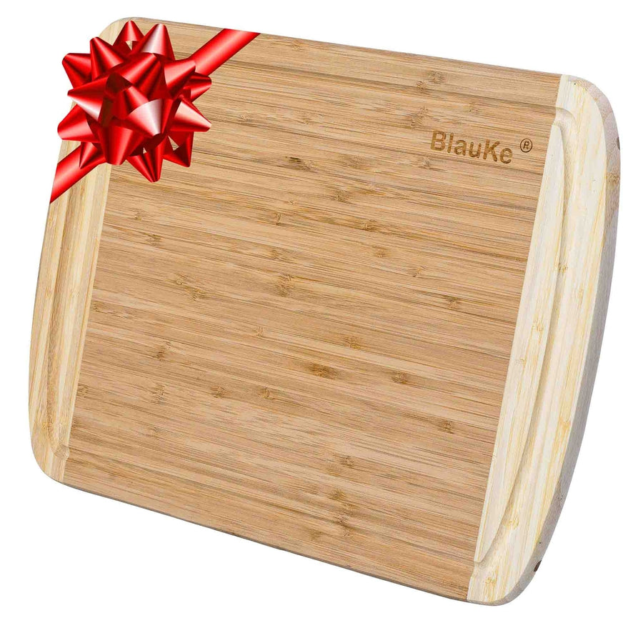 Large Wood Cutting Board for Kitchen 14x11 inch - Bamboo Chopping Board with Juice Groove - Wooden Serving Tray Image 1