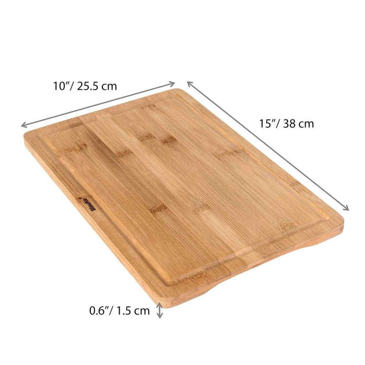 Bamboo Cutting Board 15x10 inch Double Sided Serving Tray with Juice Groove Handles Image 3