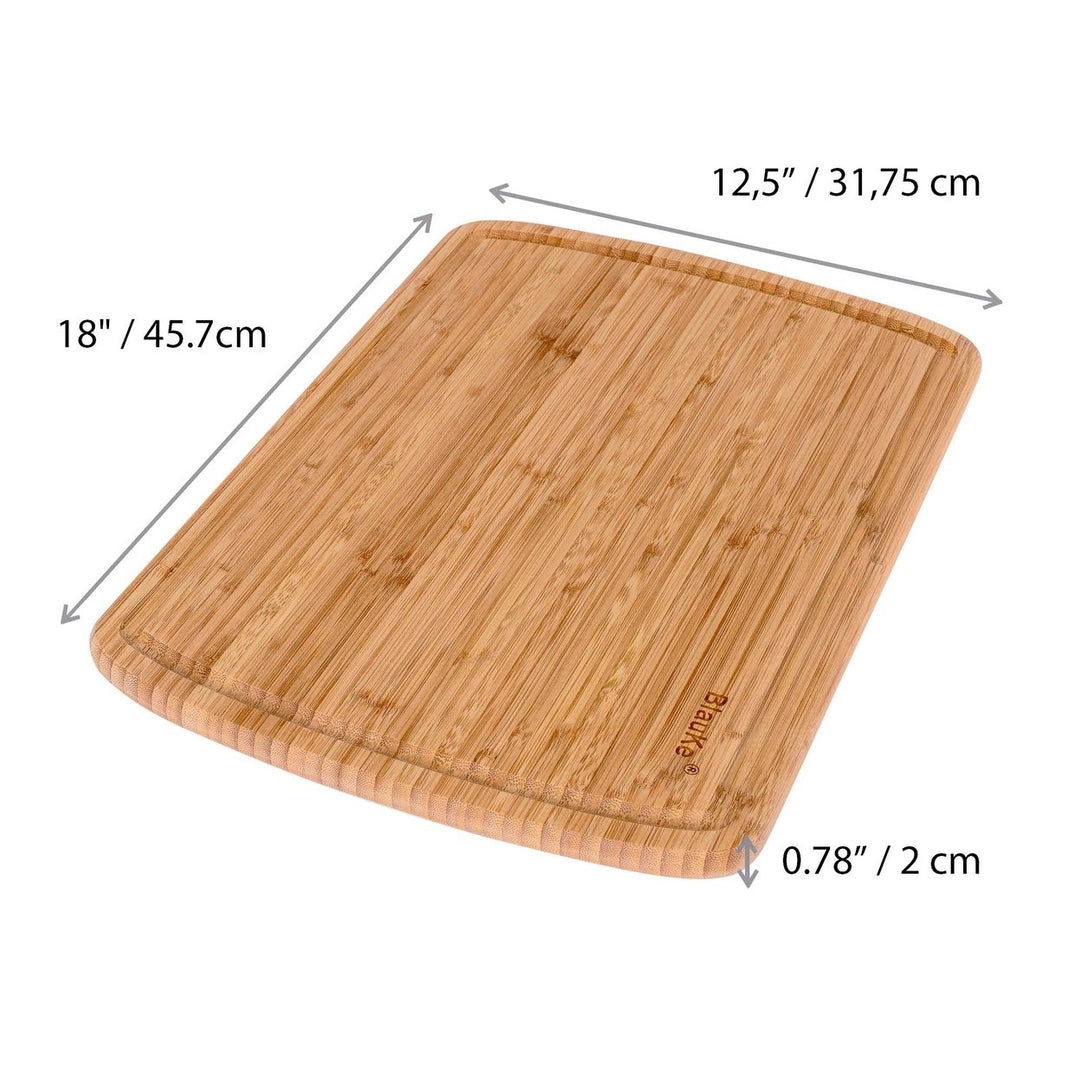 BlauKe Extra Large Bamboo Cutting Board 18x12 inch Juice Groove Serving Tray Image 3