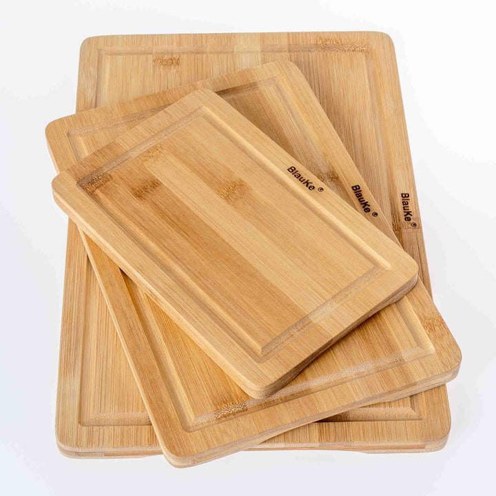 Bamboo Cutting Board Set of 3 with Juice Groove and Handles Eco-Friendly Wood Image 10