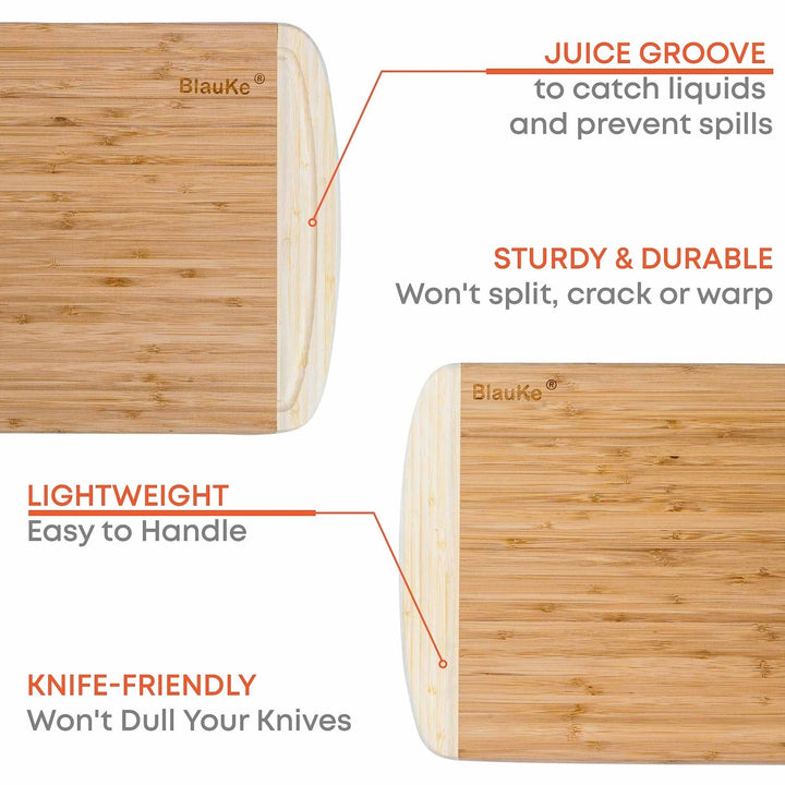 Large Wood Cutting Board for Kitchen 14x11 inch - Bamboo Chopping Board with Juice Groove - Wooden Serving Tray Image 8