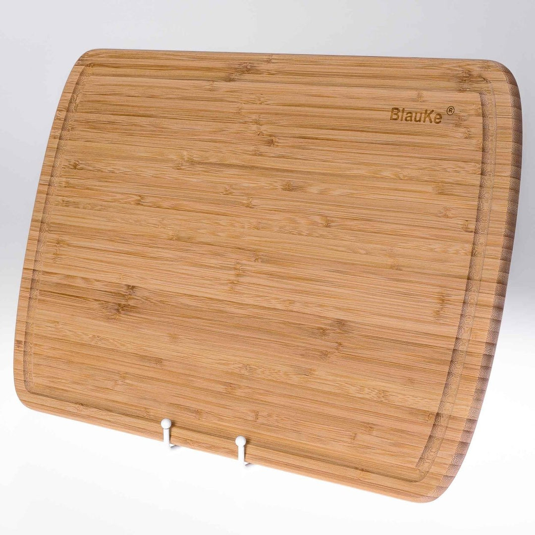 BlauKe Extra Large Bamboo Cutting Board 18x12 inch Juice Groove Serving Tray Image 10