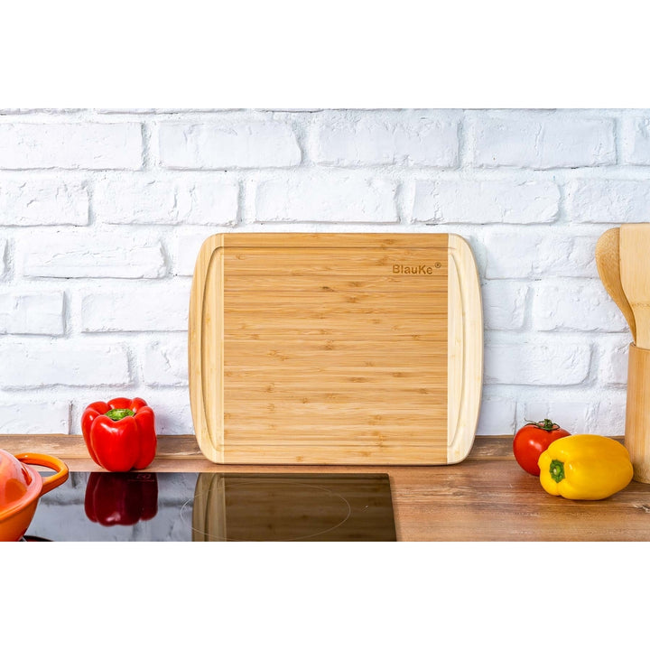 Large Wood Cutting Board for Kitchen 14x11 inch - Bamboo Chopping Board with Juice Groove - Wooden Serving Tray Image 9