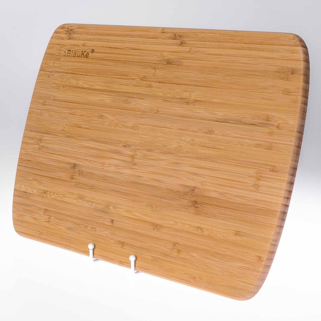 BlauKe Extra Large Bamboo Cutting Board 18x12 inch Juice Groove Serving Tray Image 11