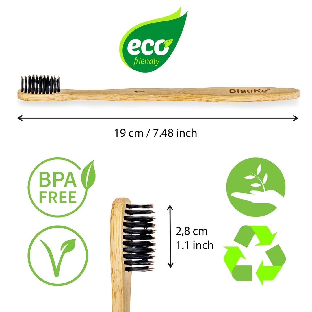 Bamboo Toothbrush Set 4-Pack - Bamboo Toothbrushes with Soft Bristles for Adults - Eco-FriendlyBiodegradableNatural Image 3