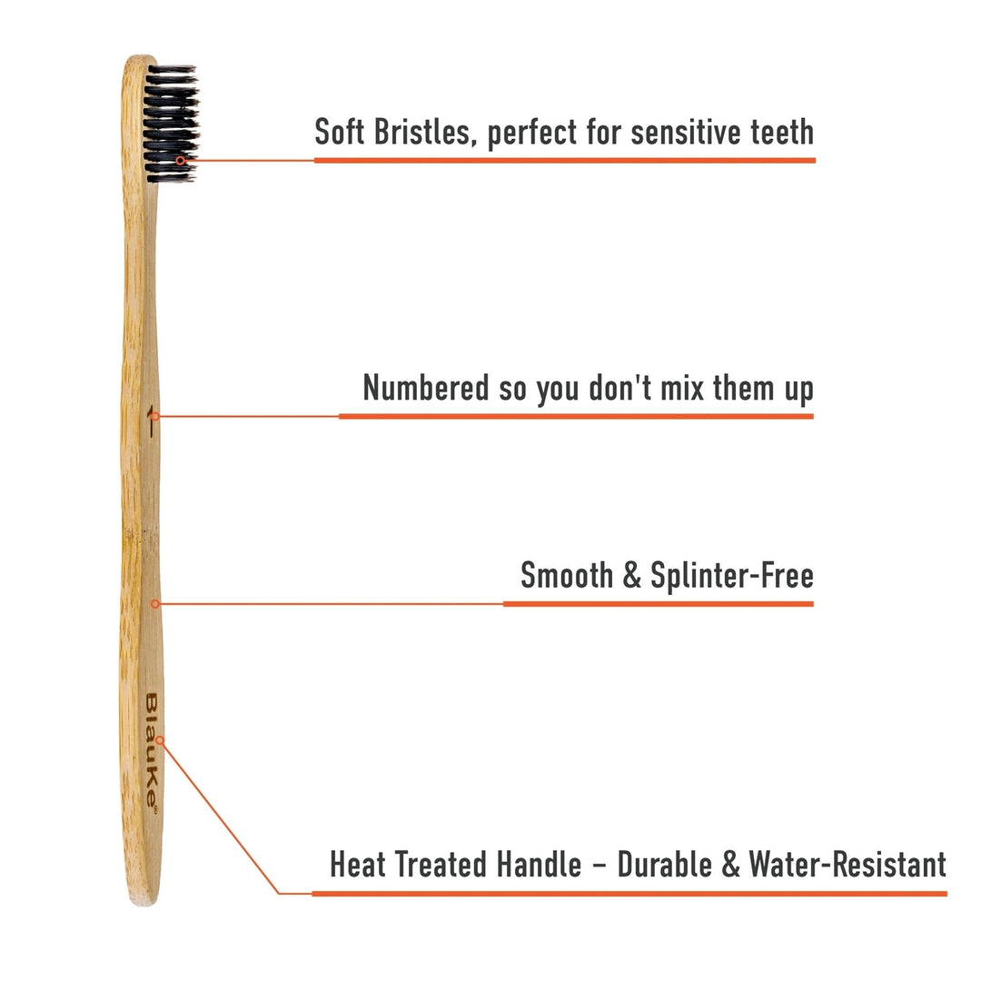 Bamboo Toothbrush Set 4-Pack - Bamboo Toothbrushes with Soft Bristles for Adults - Eco-FriendlyBiodegradableNatural Image 9