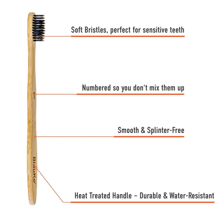 Bamboo Toothbrush Set 4-Pack - Bamboo Toothbrushes with Soft Bristles for Adults - Eco-FriendlyBiodegradableNatural Image 9