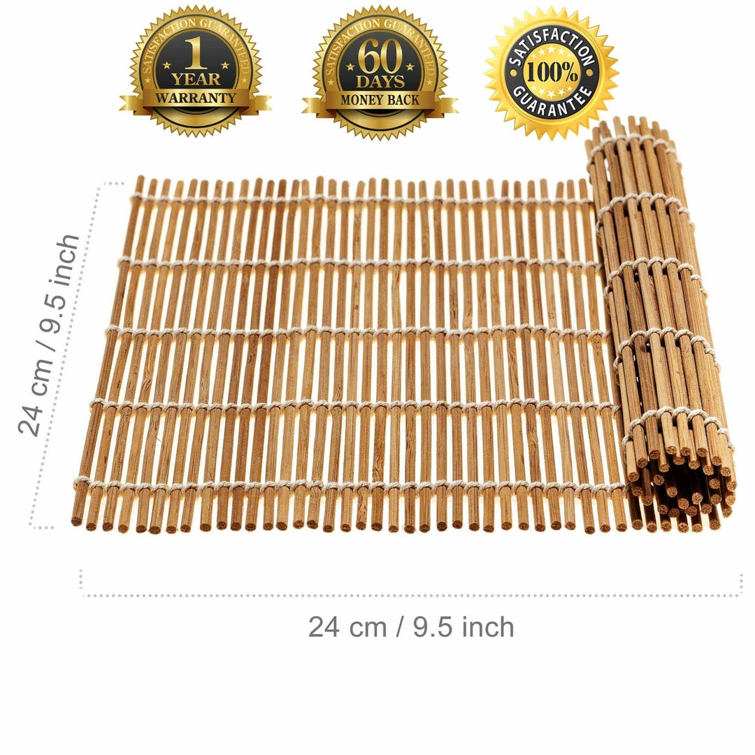 Bamboo Sushi Making Kit with 2 Rolling Mats 5 Pairs Chopsticks Rice Paddle Image 2