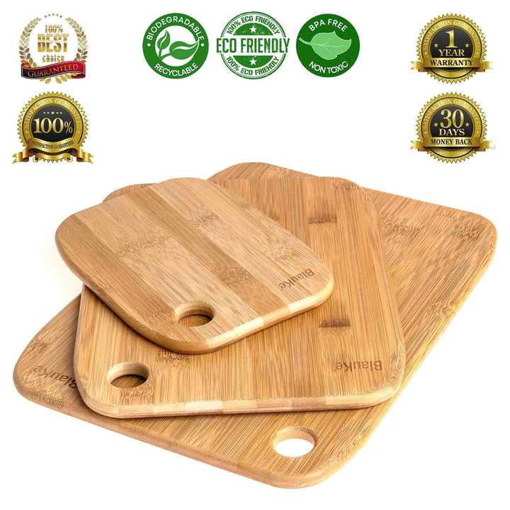 Bamboo Cutting Board Set of 3 Kitchen Wood Chopping Boards Sustainable Material Image 2