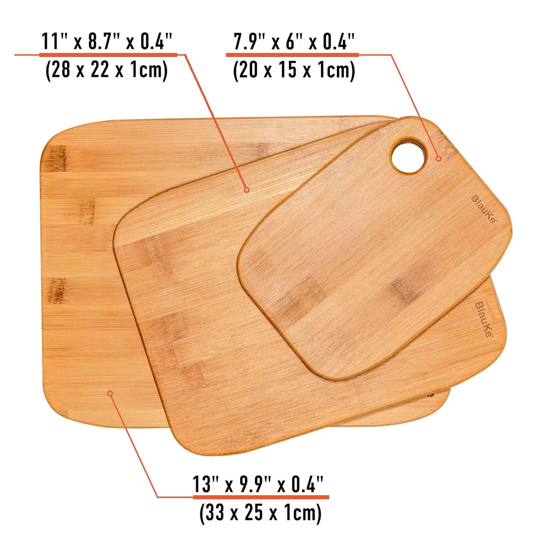 Bamboo Cutting Board Set of 3 Kitchen Wood Chopping Boards Sustainable Material Image 3